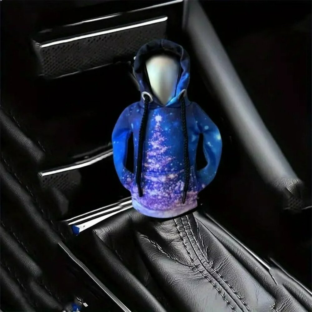 Creative Blue Galaxy Pattern Hooded Sweatshirt Gear Shift Cover (SKU #3058)